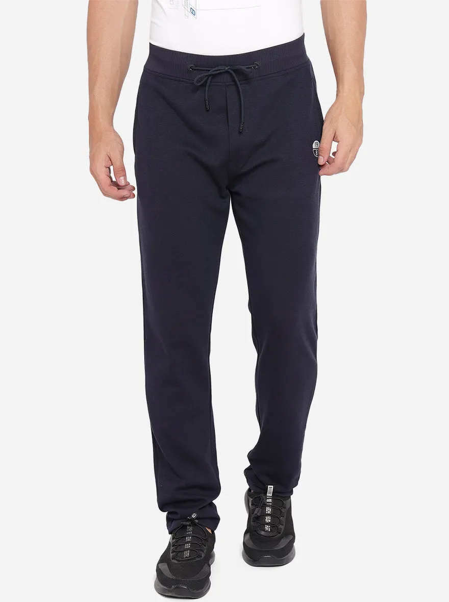 Navy Blue Solid Regular Fit Track Pants | JadeBlue