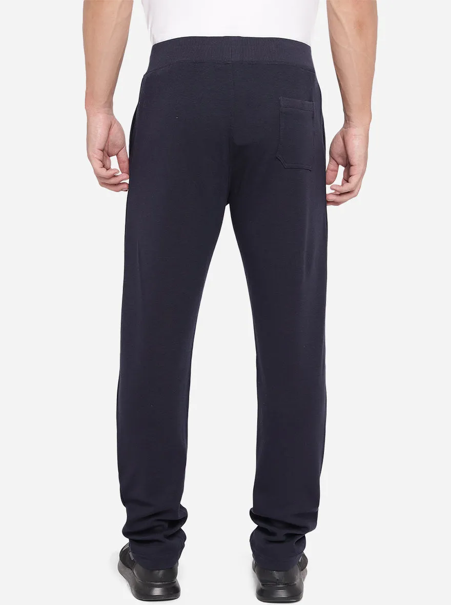 Navy Blue Solid Regular Fit Track Pants | JadeBlue