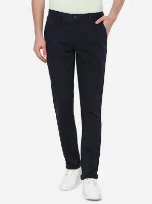 Navy Blue Solid Uno Fit Casual Trouser | JadeBlue