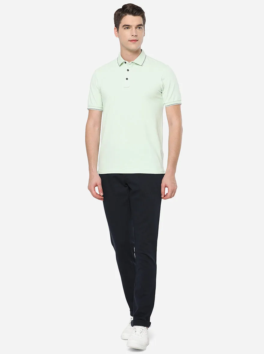 Navy Blue Solid Uno Fit Casual Trouser | JadeBlue