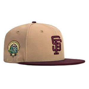 New Era 59Fifty San Francisco Giants 25th Anniversary Patch Hat - Khaki, Maroon
