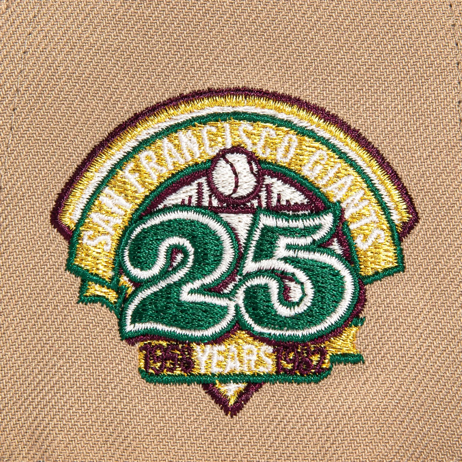 New Era 59Fifty San Francisco Giants 25th Anniversary Patch Hat - Khaki, Maroon