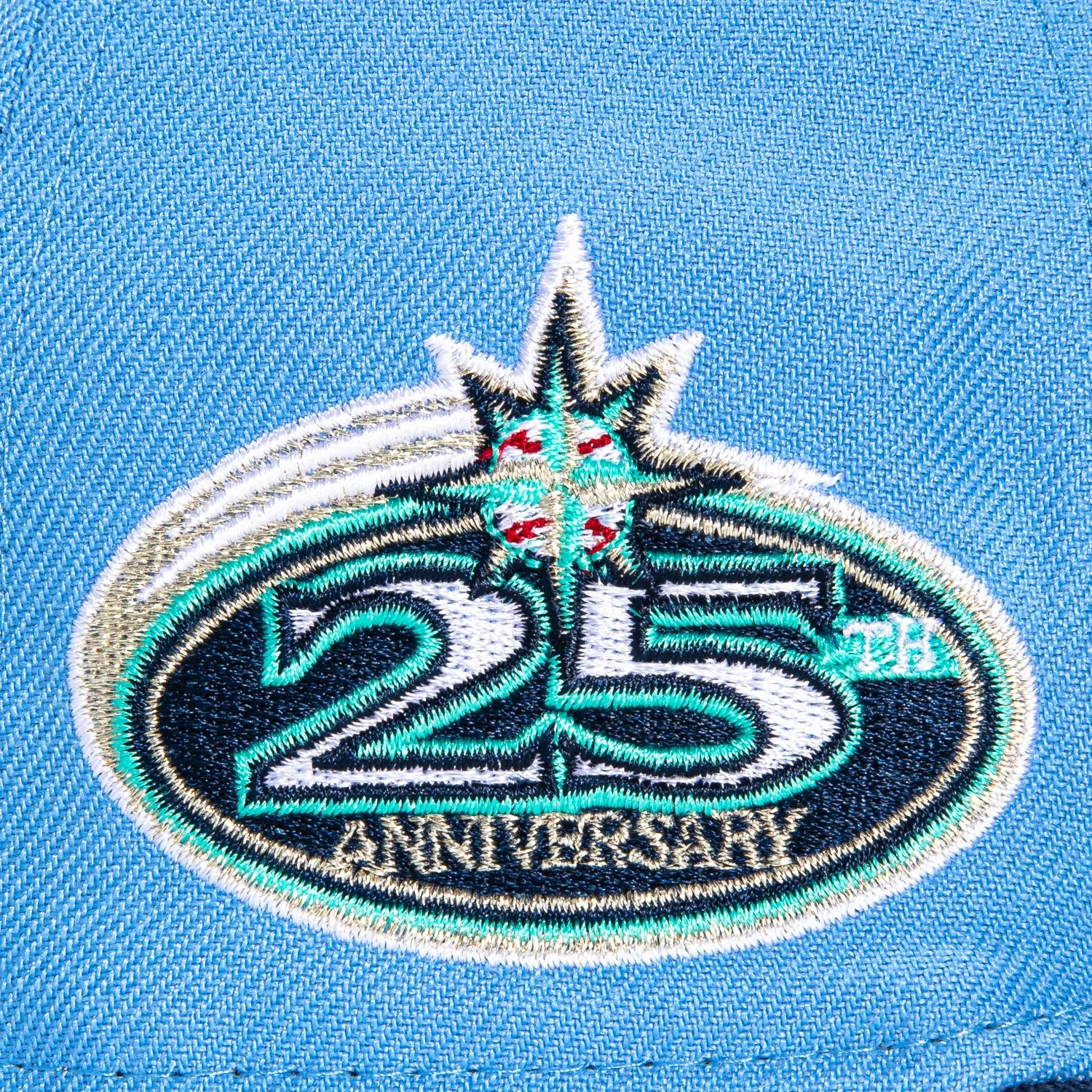 New Era 59Fifty Seattle Mariners 25th Anniversary Patch Word Hat - Light Blue, Navy