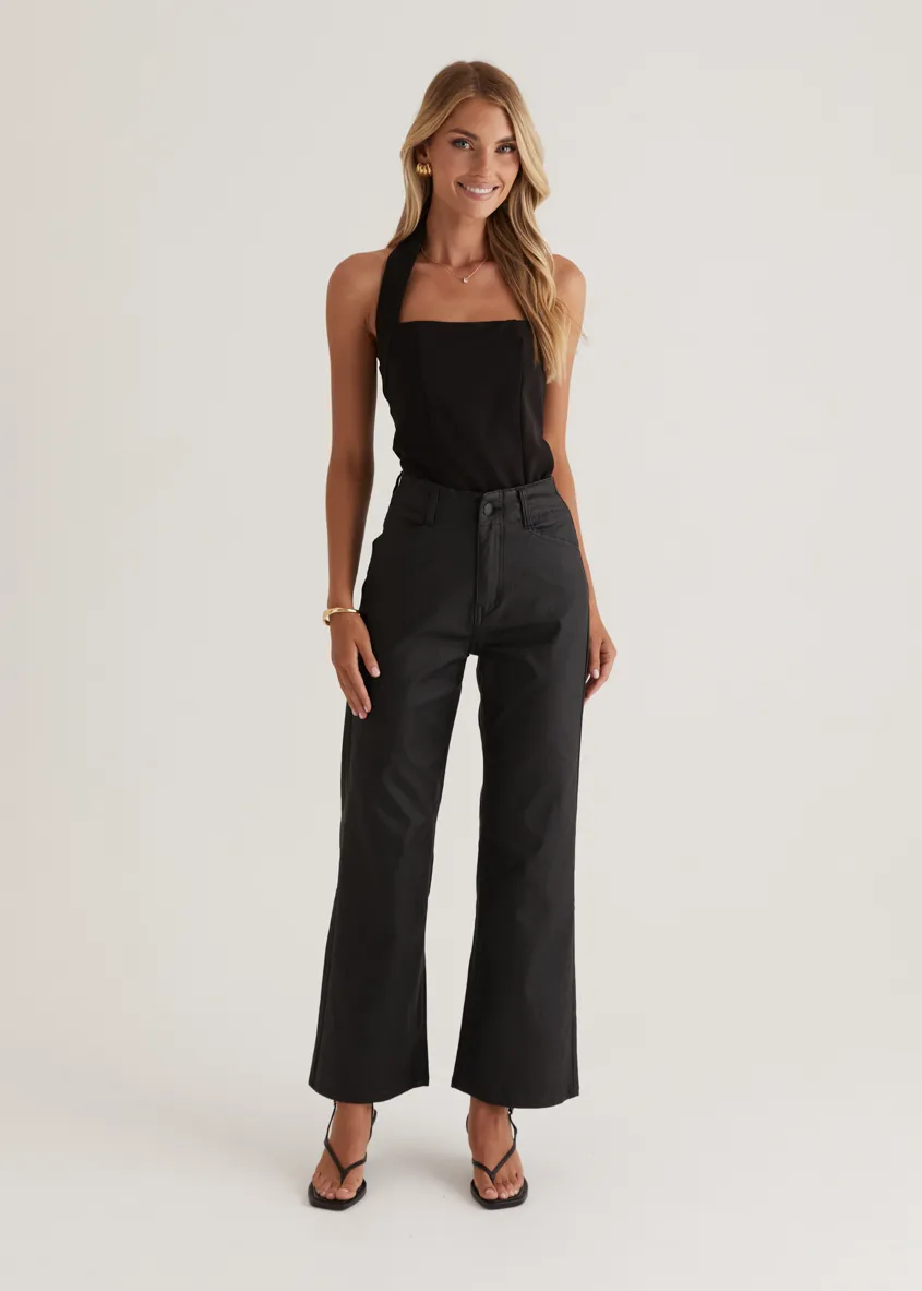 Nika Coated Pants - Black
