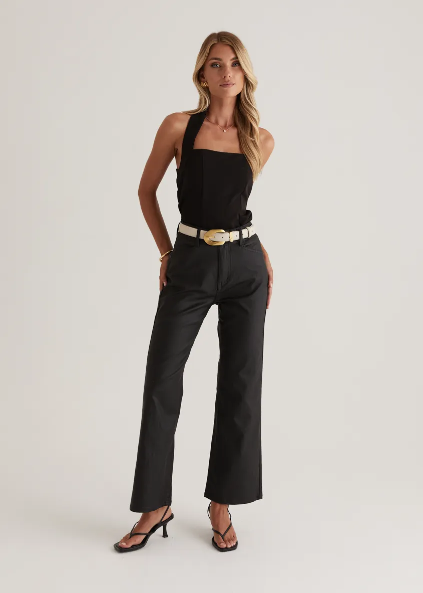 Nika Coated Pants - Black