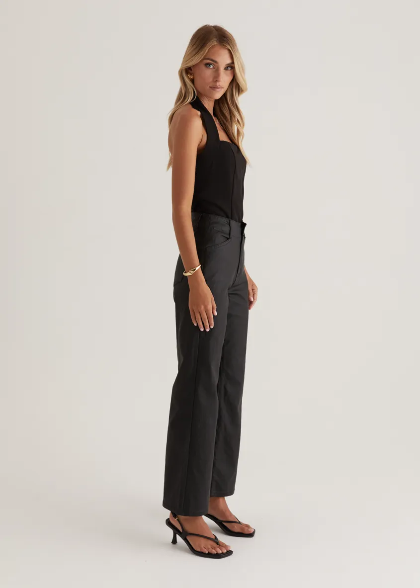 Nika Coated Pants - Black