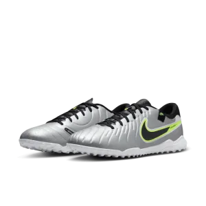 Nike Tiempo Legend 10 Academy Turf Soccer Shoes Metallic Silver/Black-Volt