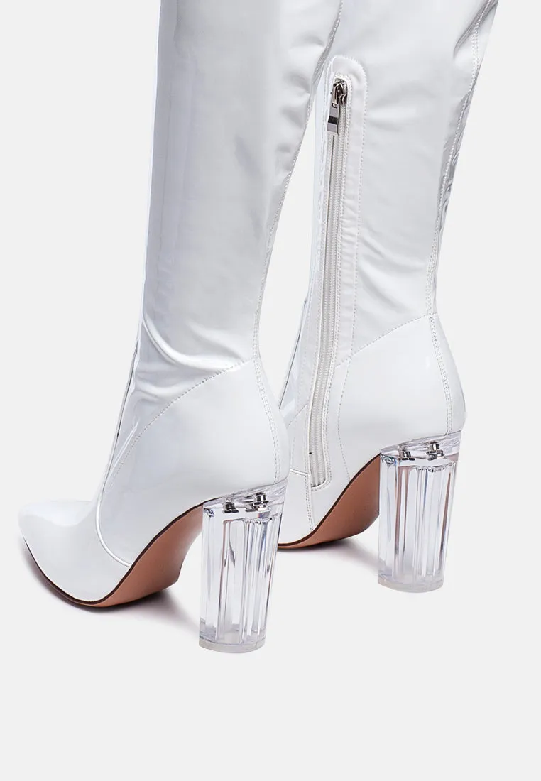 Noire Thigh High Long Boots In Patent Pu By Ruw