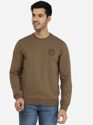 Olive Brown Solid Regular Fit Winter T-Shirt | JadeBlue