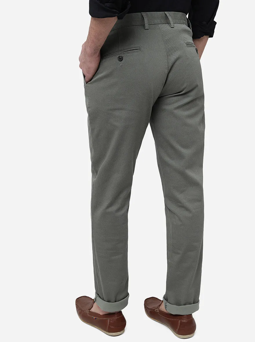 Olive Solid Uno Fit Casual Trouser | JadeBlue
