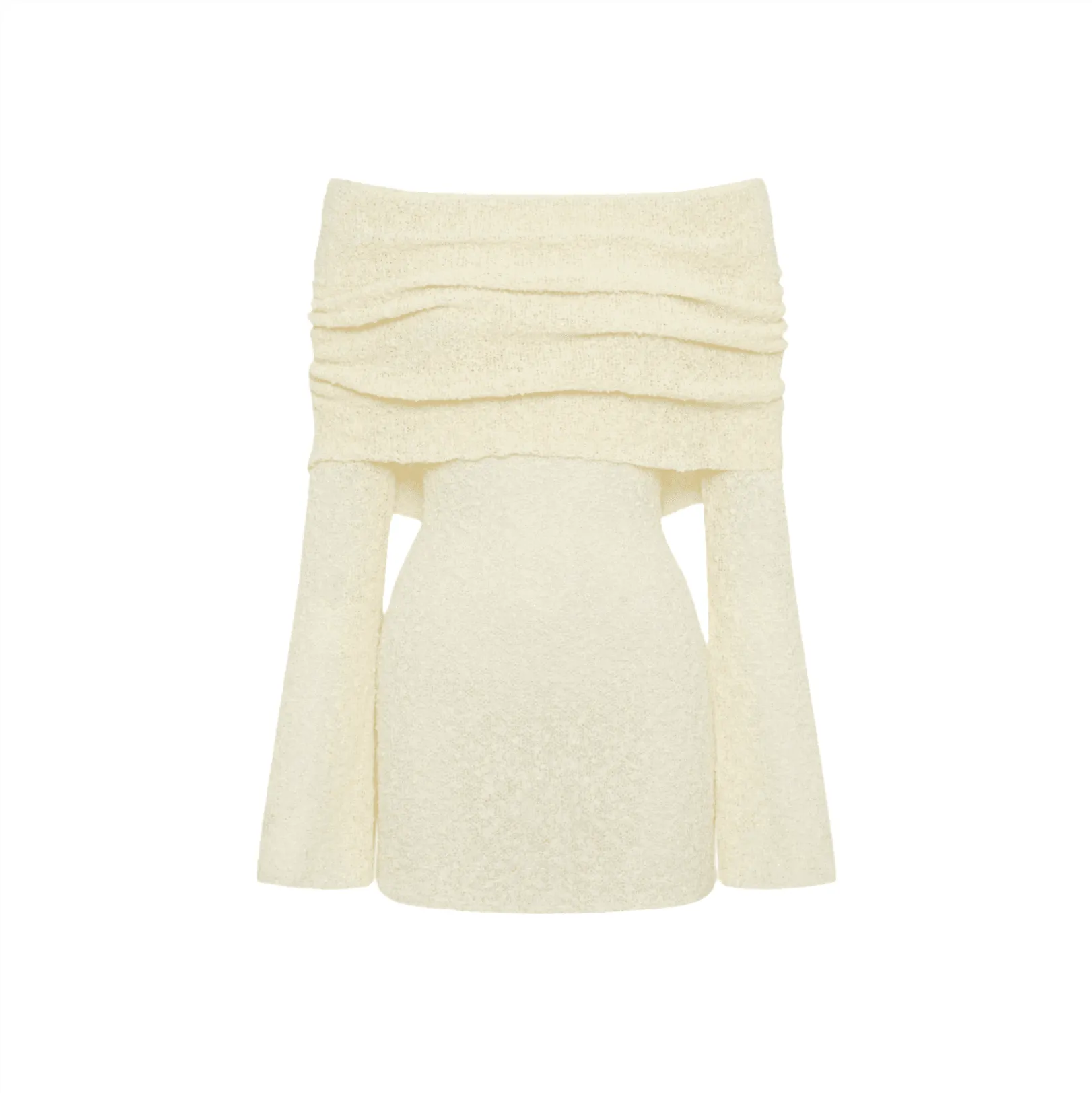 One Kiss Off Shoulder Boucle Mini Dress