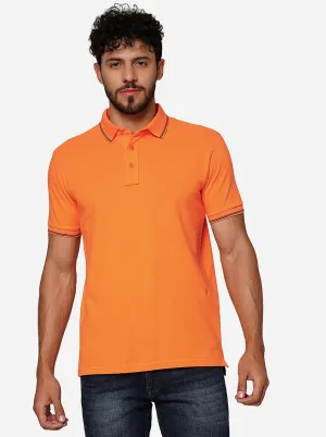 Orange Solid Slim Fit Polo T-Shirt | JadeBlue