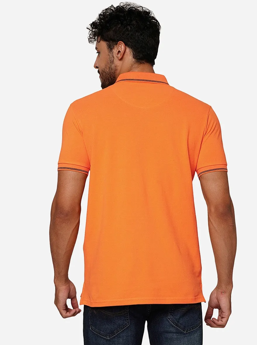 Orange Solid Slim Fit Polo T-Shirt | JadeBlue