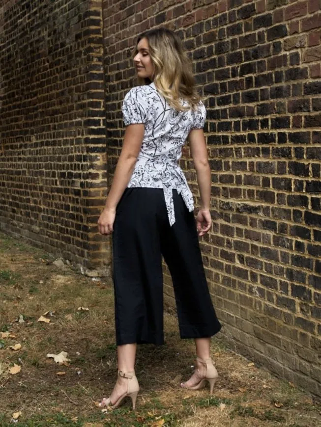 Organic Cotton Black Cropped Wide Leg Trouser