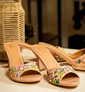 Peach Floral Heels