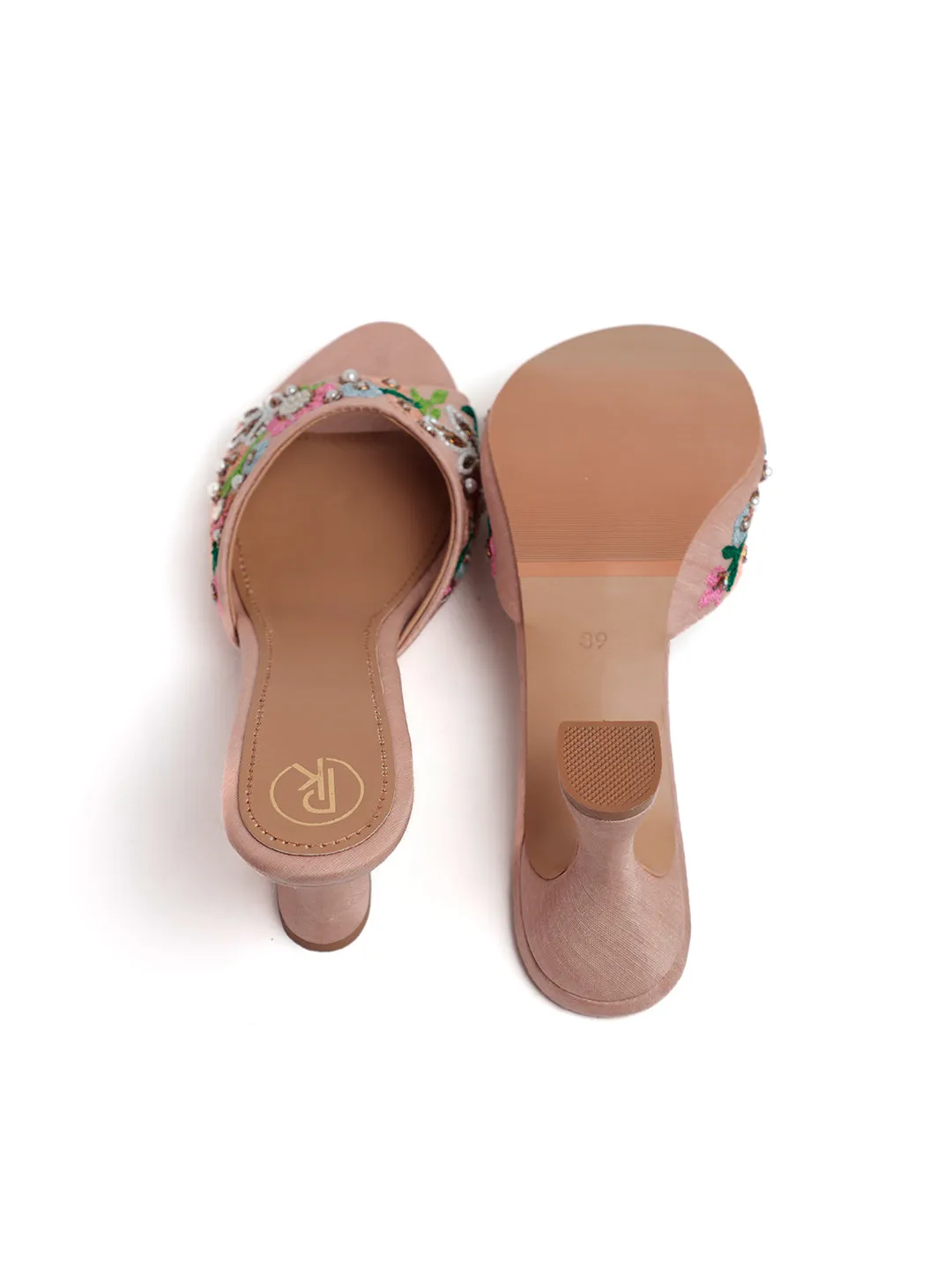 Peach Floral Heels
