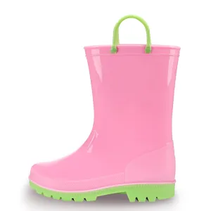 Pink and yellow Kids Contrast Yellow Rain Boots