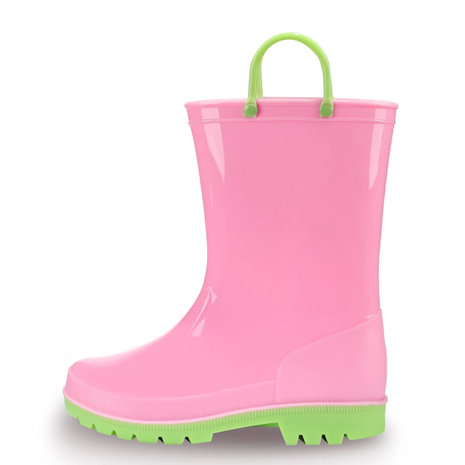 Pink and yellow Kids Contrast Yellow Rain Boots