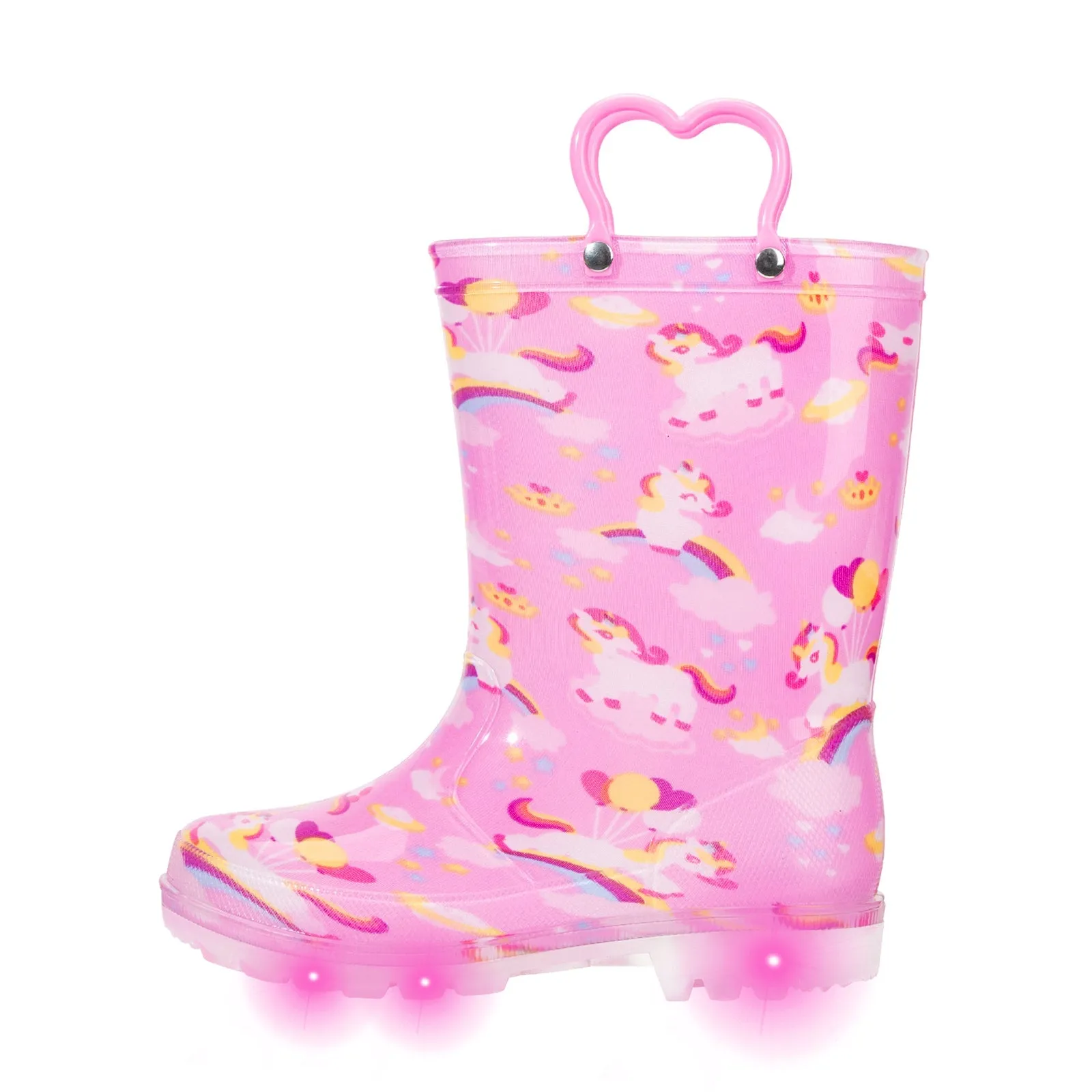 Pink Cloud Unicorn Light Up Kids Rain Boots