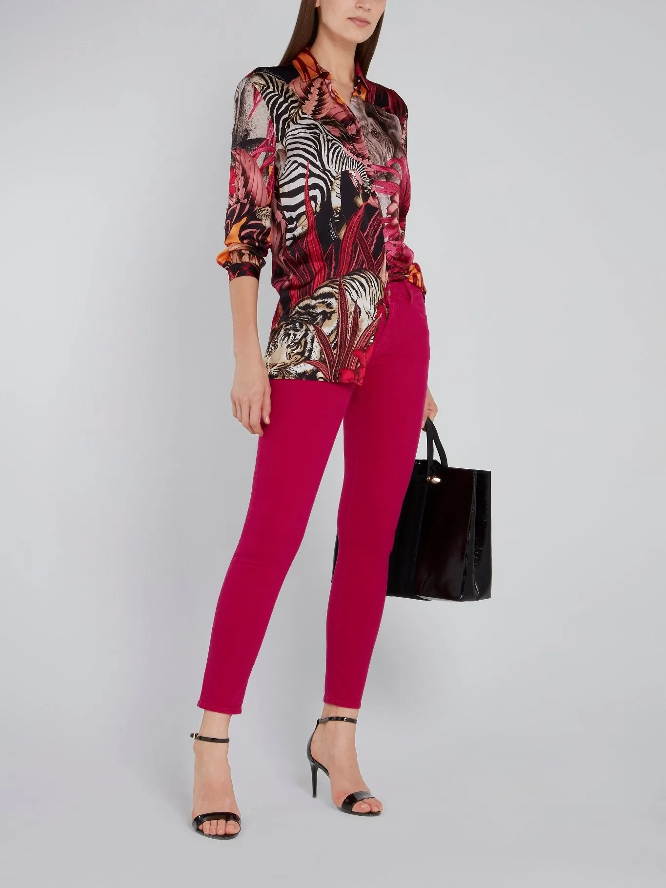 Pink Jungle Print Viscose Shirt
