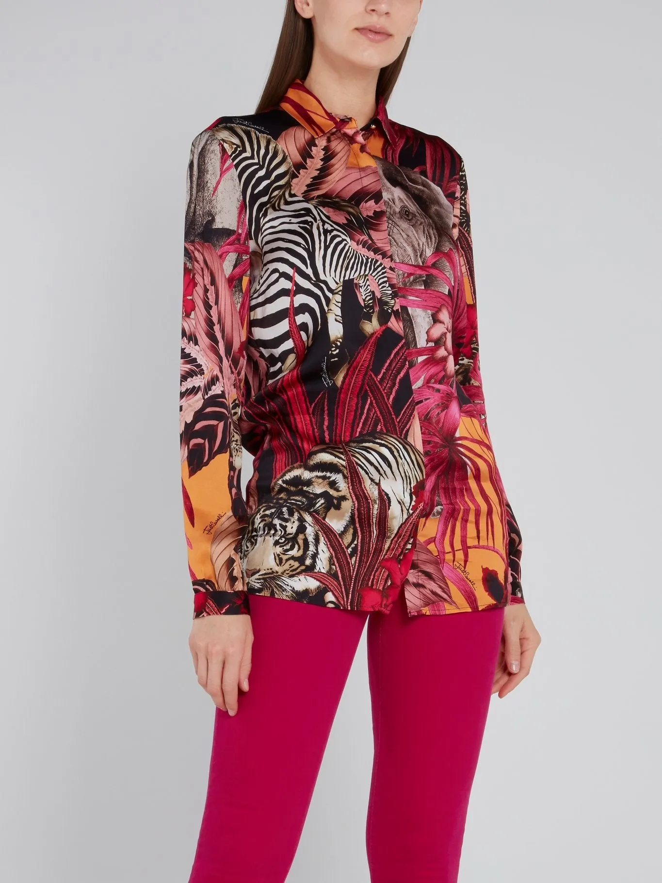 Pink Jungle Print Viscose Shirt