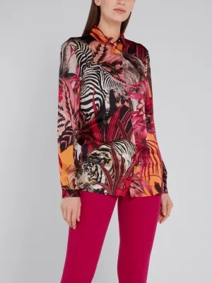 Pink Jungle Print Viscose Shirt