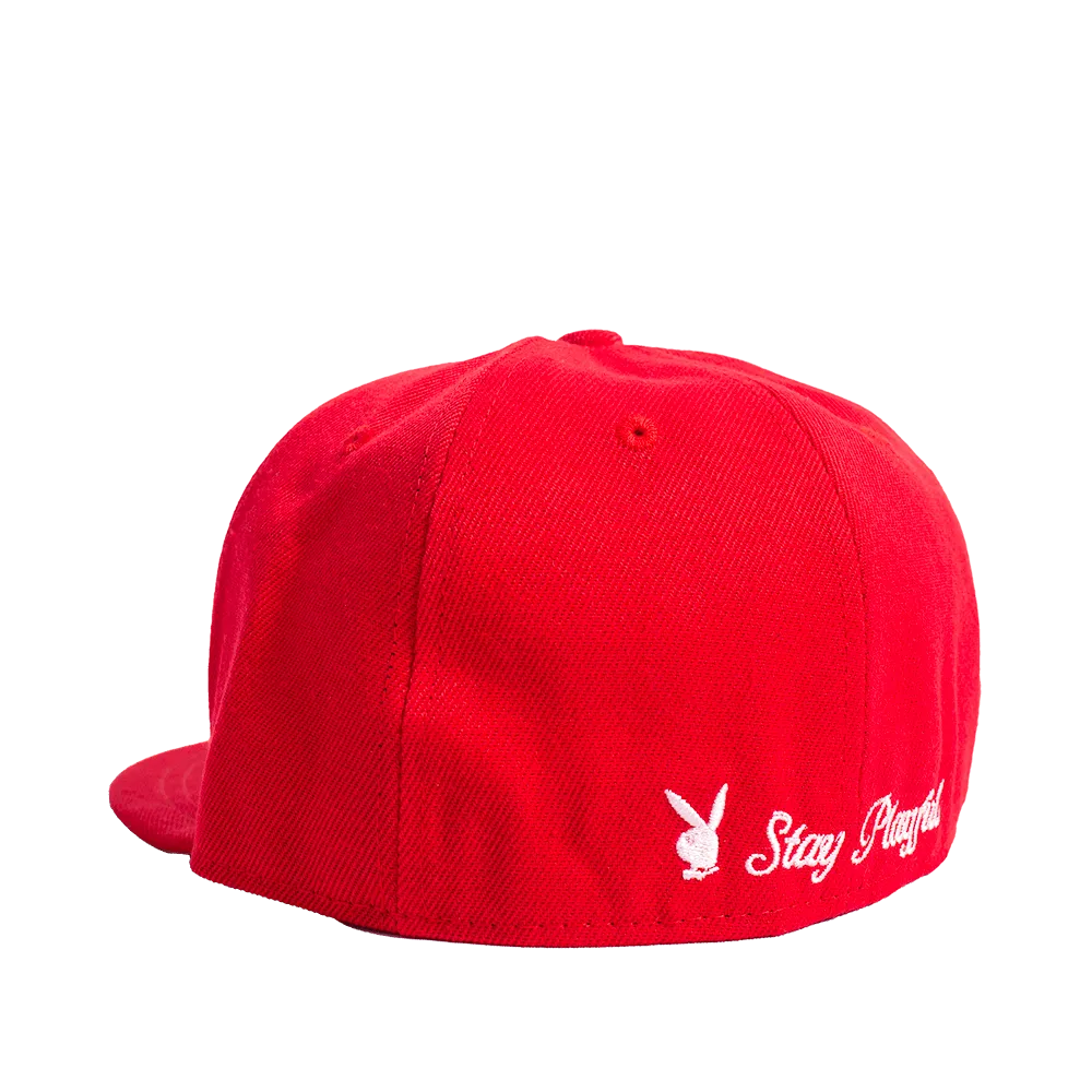 PLAYBOY STAY PLAYFUL RED FITTED HAT