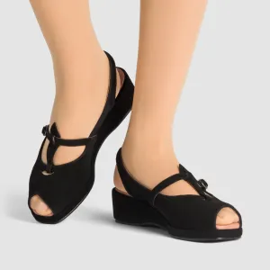 PRE-ORDER Betty Vintage Sandals (Black Suede)