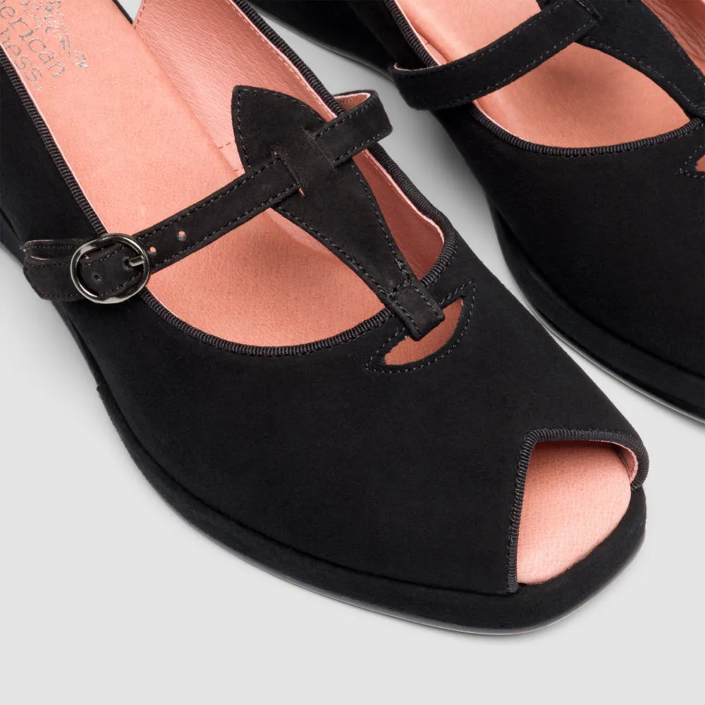 PRE-ORDER Betty Vintage Sandals (Black Suede)