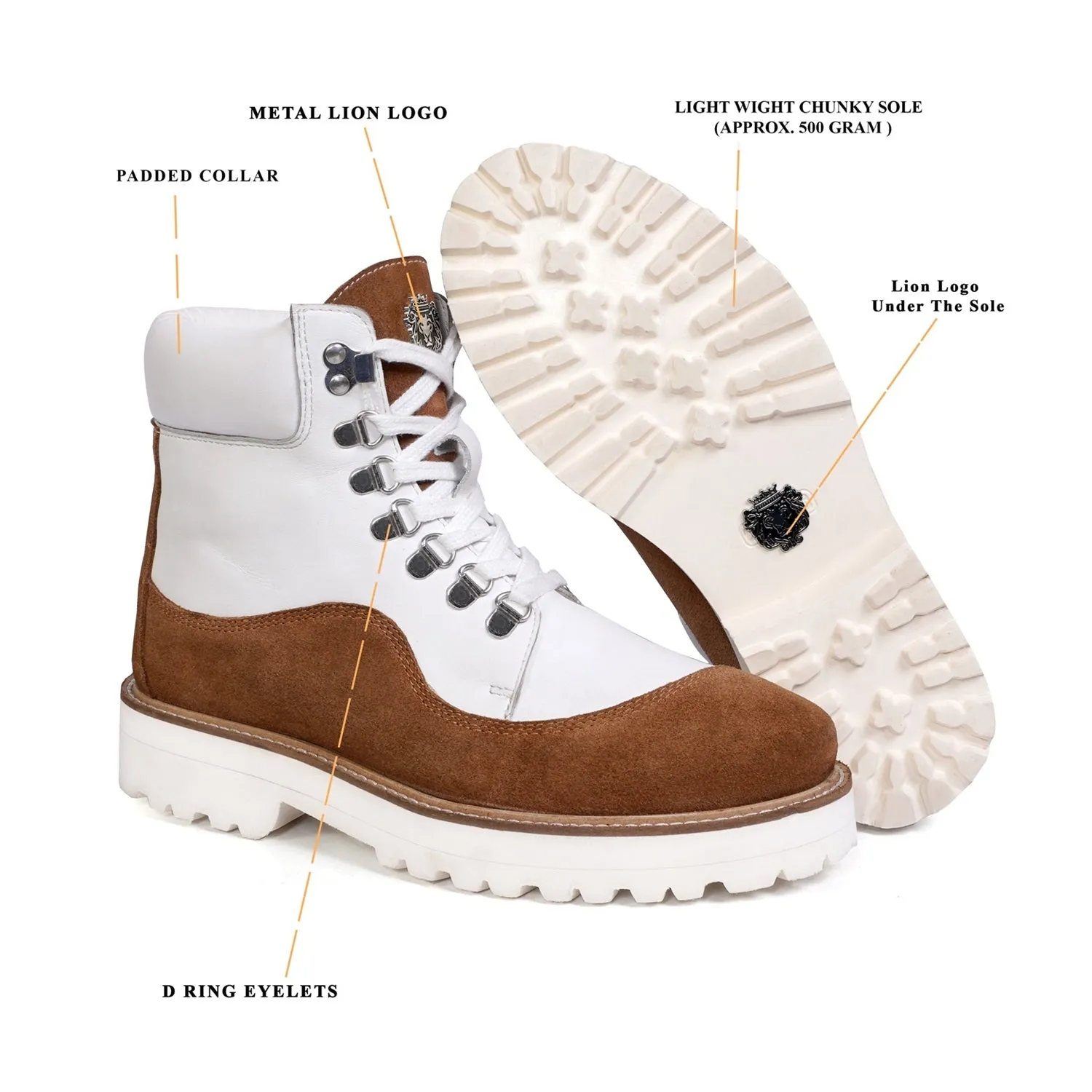 Premium Wavy Cut Suede & Leather Lightweight Chunky Boots