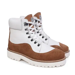 Premium Wavy Cut Suede & Leather Lightweight Chunky Boots