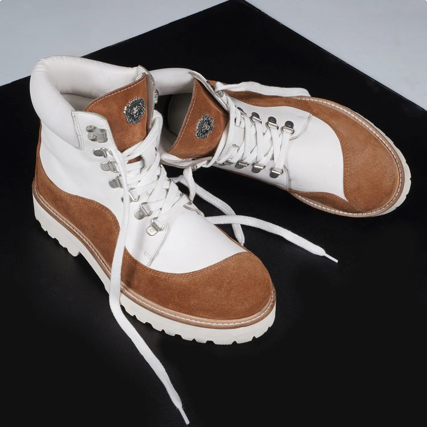 Premium Wavy Cut Suede & Leather Lightweight Chunky Boots
