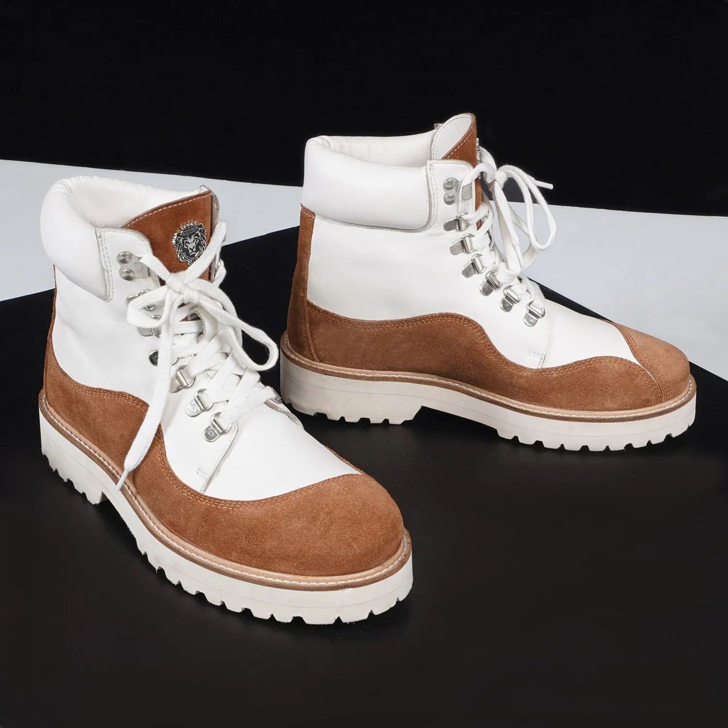 Premium Wavy Cut Suede & Leather Lightweight Chunky Boots
