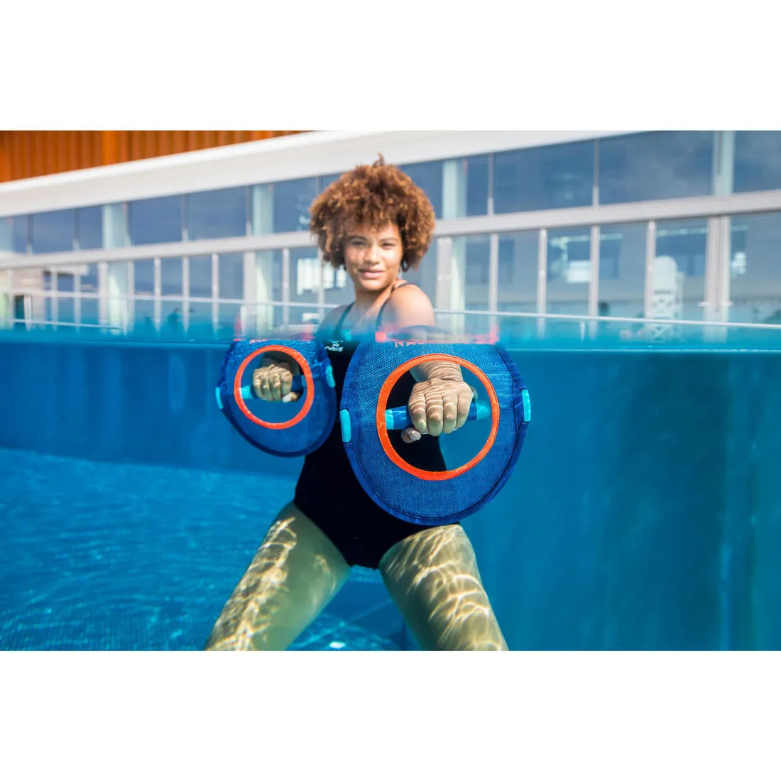Pullpush Mesh Aquafit Pair of Dumbbells Blue Orange
