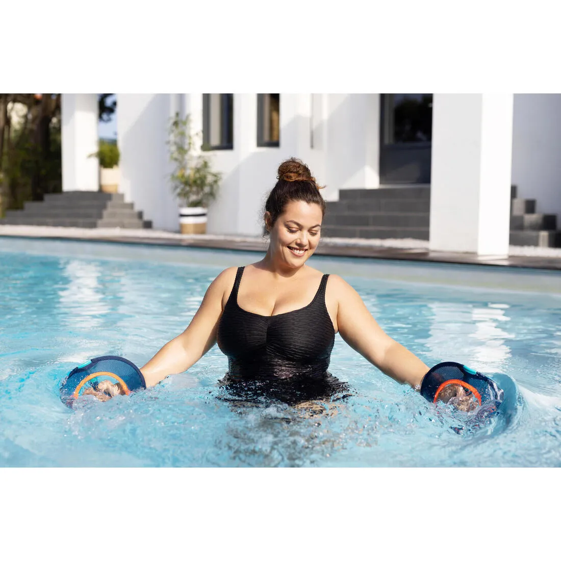 Pullpush Mesh Aquafit Pair of Dumbbells Blue Orange