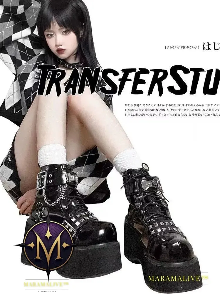 Punk Belt Buckle Platform Y2g Shoes Gothic Platform Shoes Boots