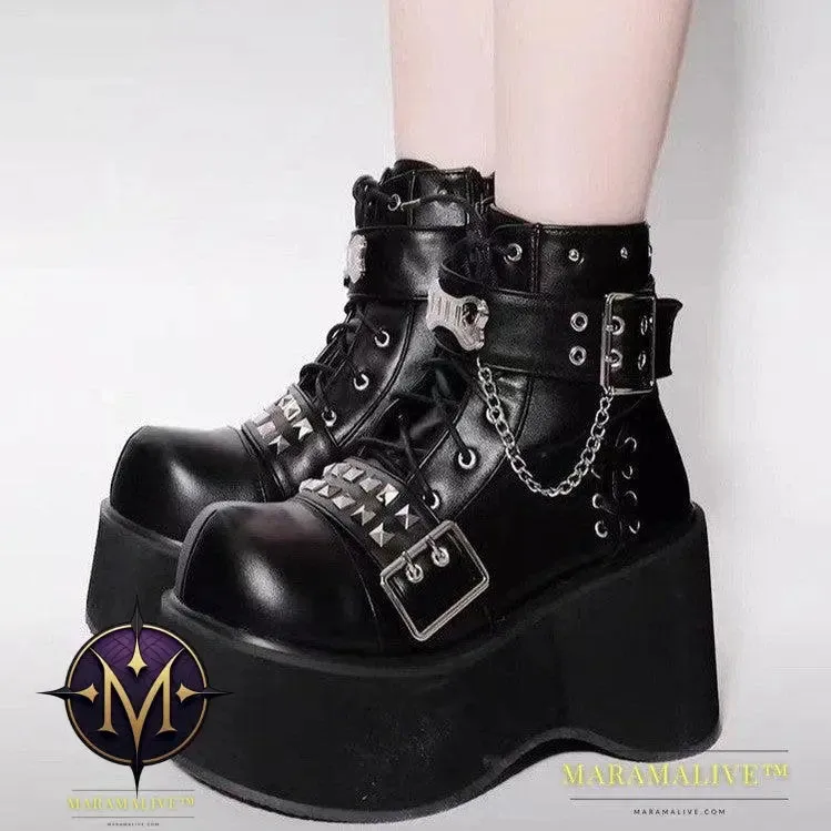 Punk Belt Buckle Platform Y2g Shoes Gothic Platform Shoes Boots