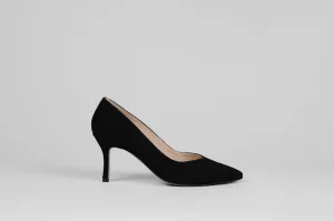Rachels - Z6047 Black Suede V Court Shoe