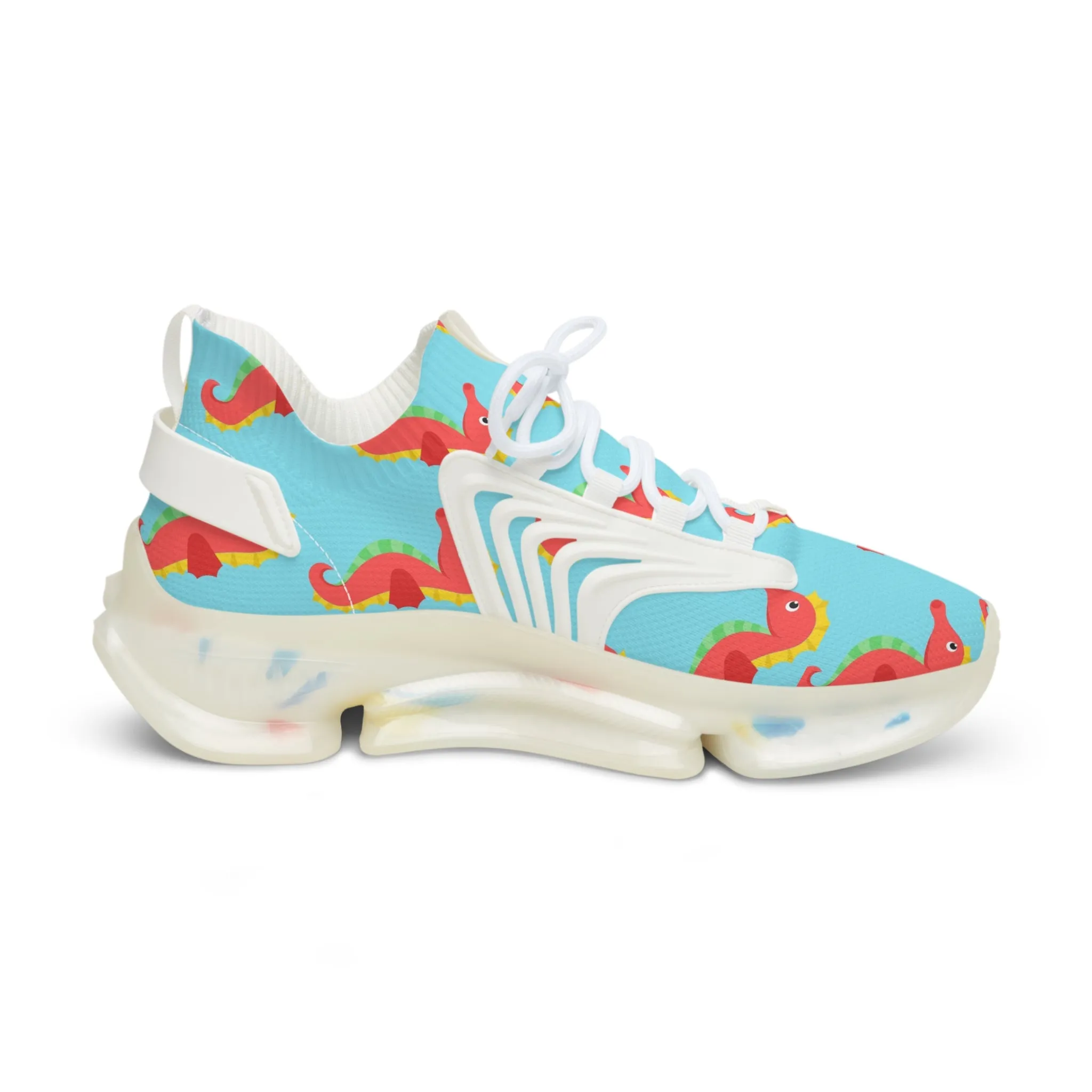 Red and Yellow Seahorse Men's Mesh Sneakers