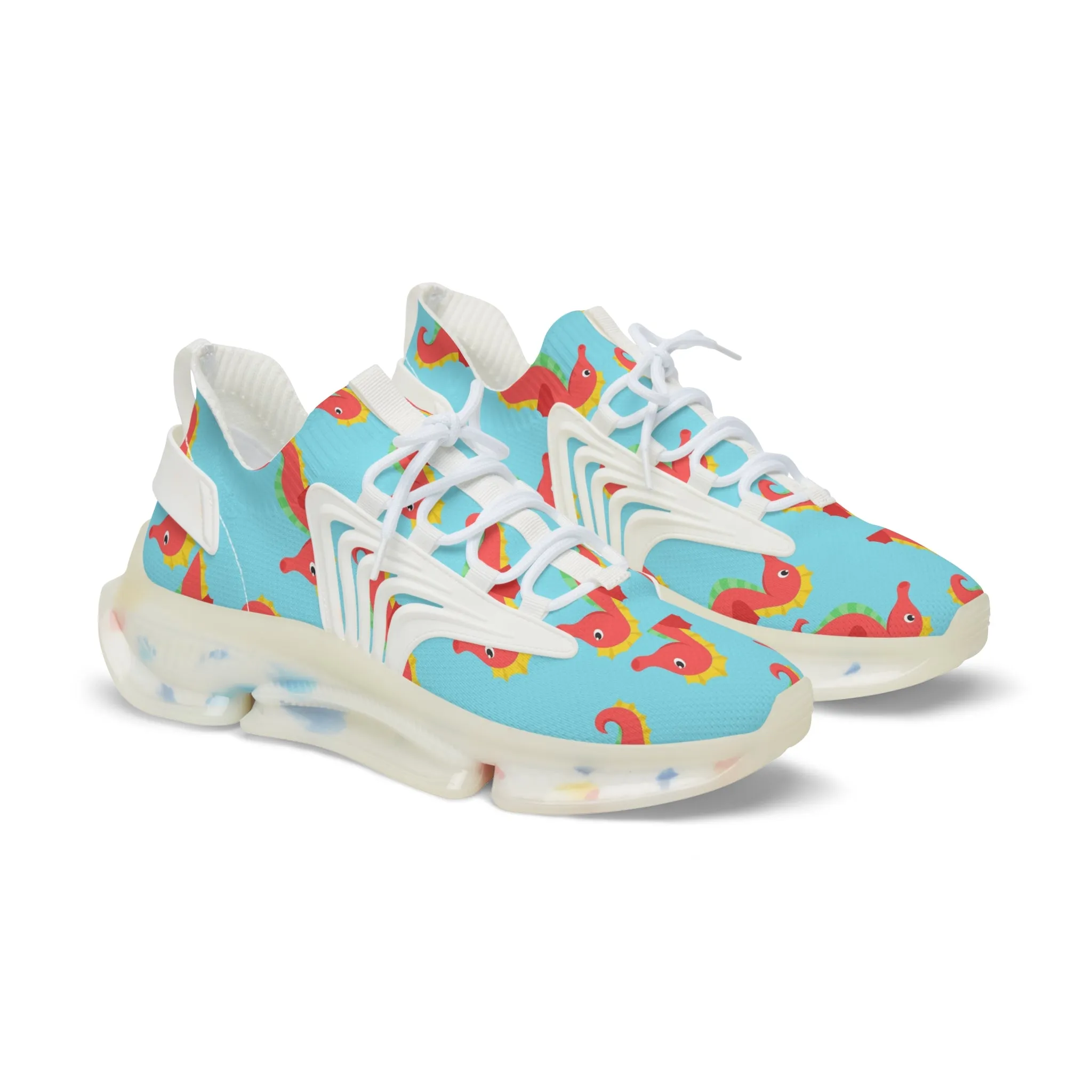 Red and Yellow Seahorse Men's Mesh Sneakers