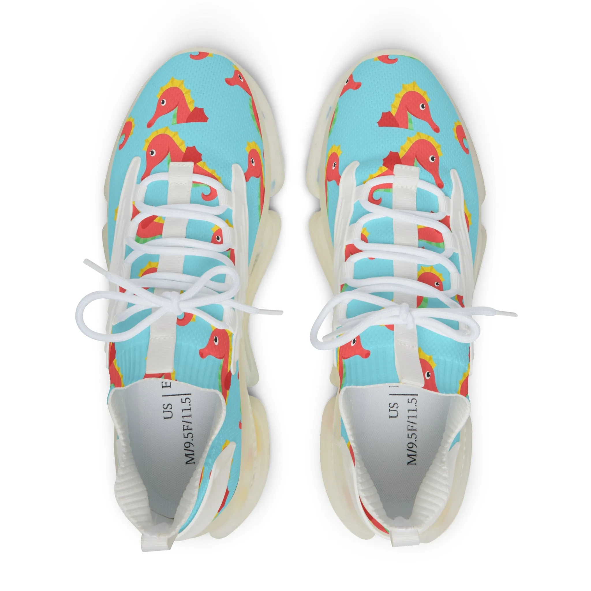 Red and Yellow Seahorse Men's Mesh Sneakers