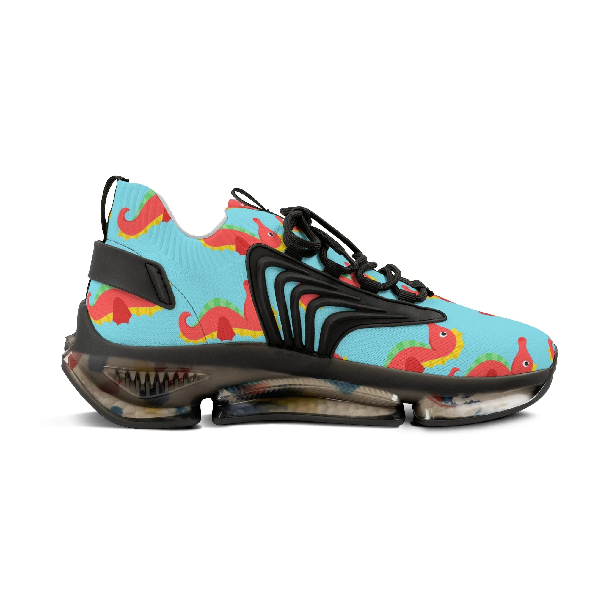 Red and Yellow Seahorse Men's Mesh Sneakers
