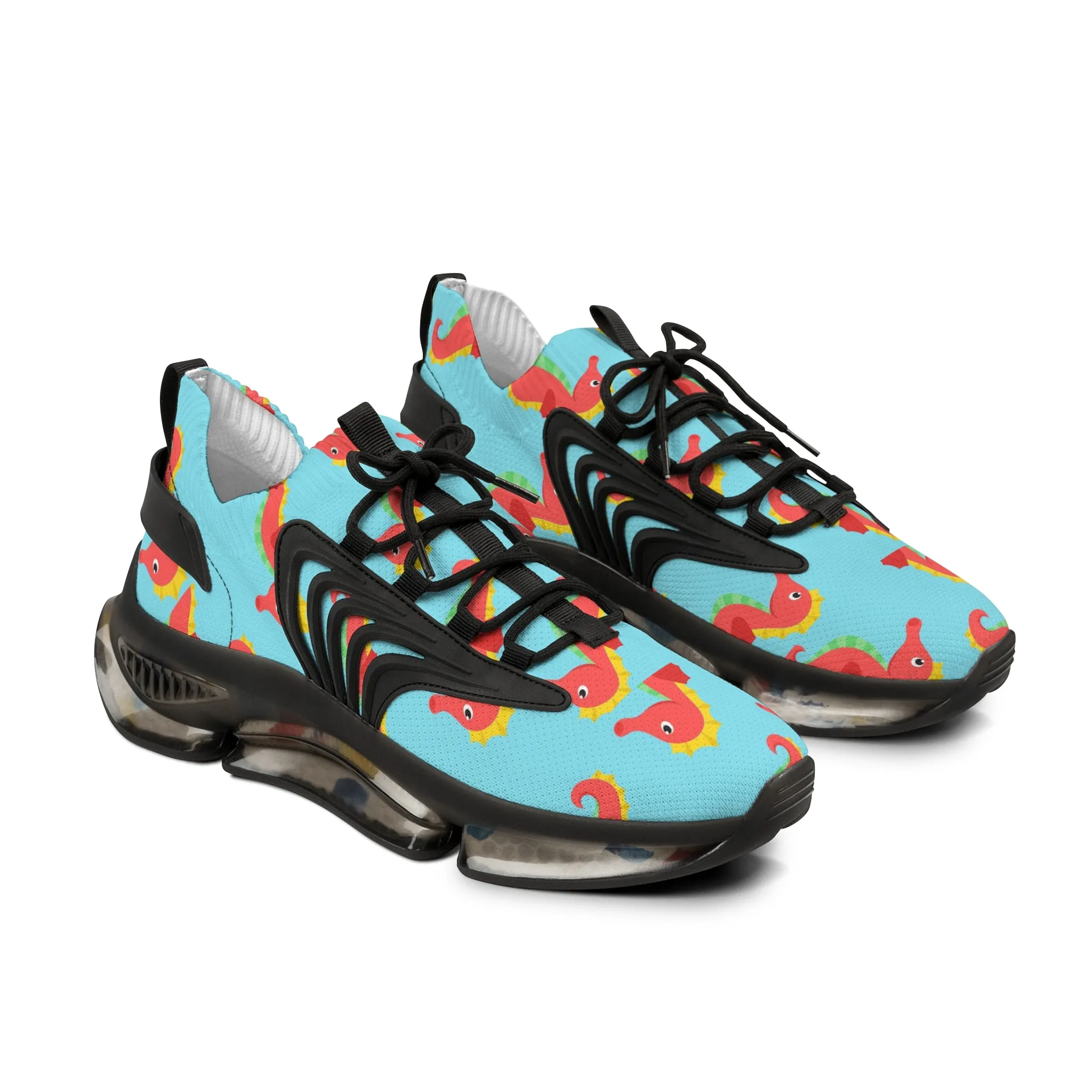 Red and Yellow Seahorse Men's Mesh Sneakers