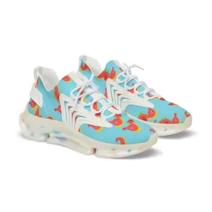 Red and Yellow Seahorse Men's Mesh Sneakers