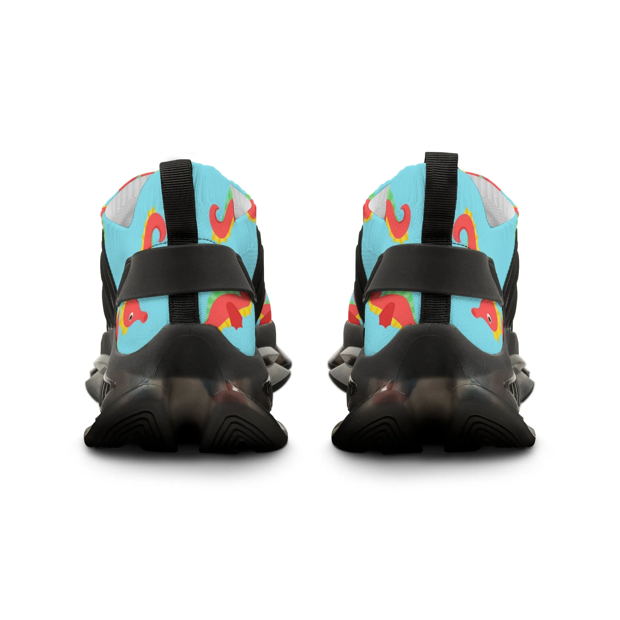Red and Yellow Seahorse Men's Mesh Sneakers