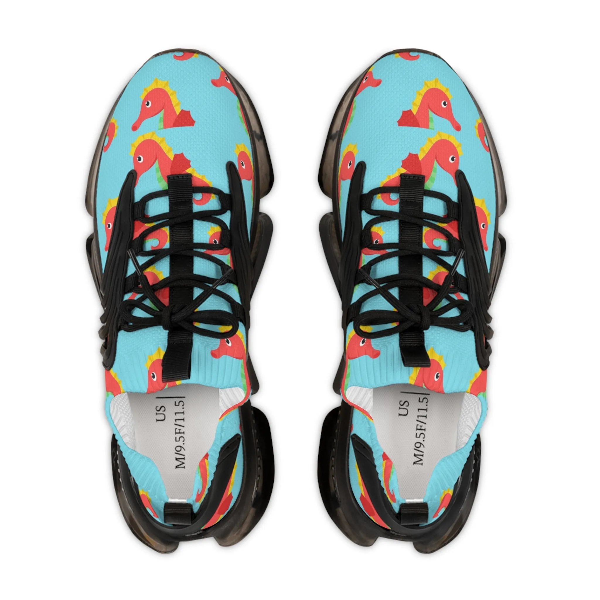 Red and Yellow Seahorse Men's Mesh Sneakers
