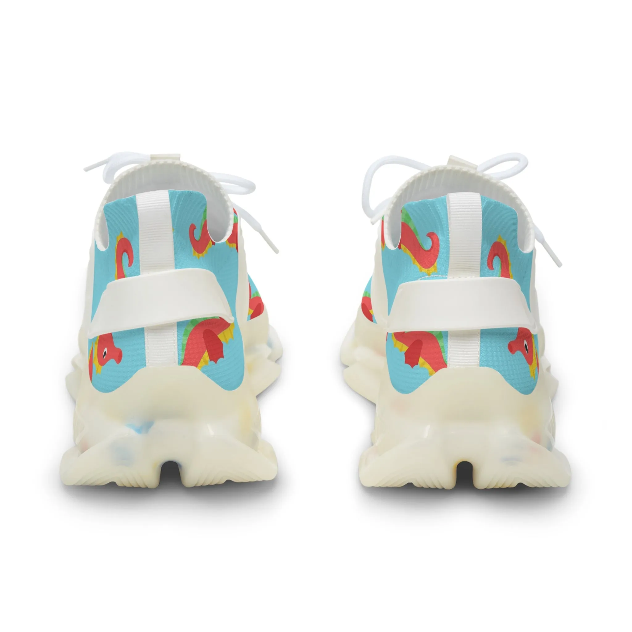 Red and Yellow Seahorse Men's Mesh Sneakers