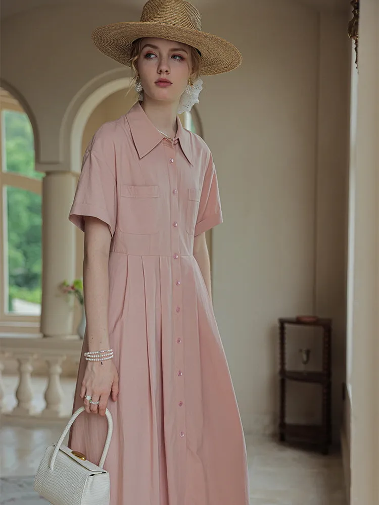 Retro Midi Strappy Waist Pink Dress