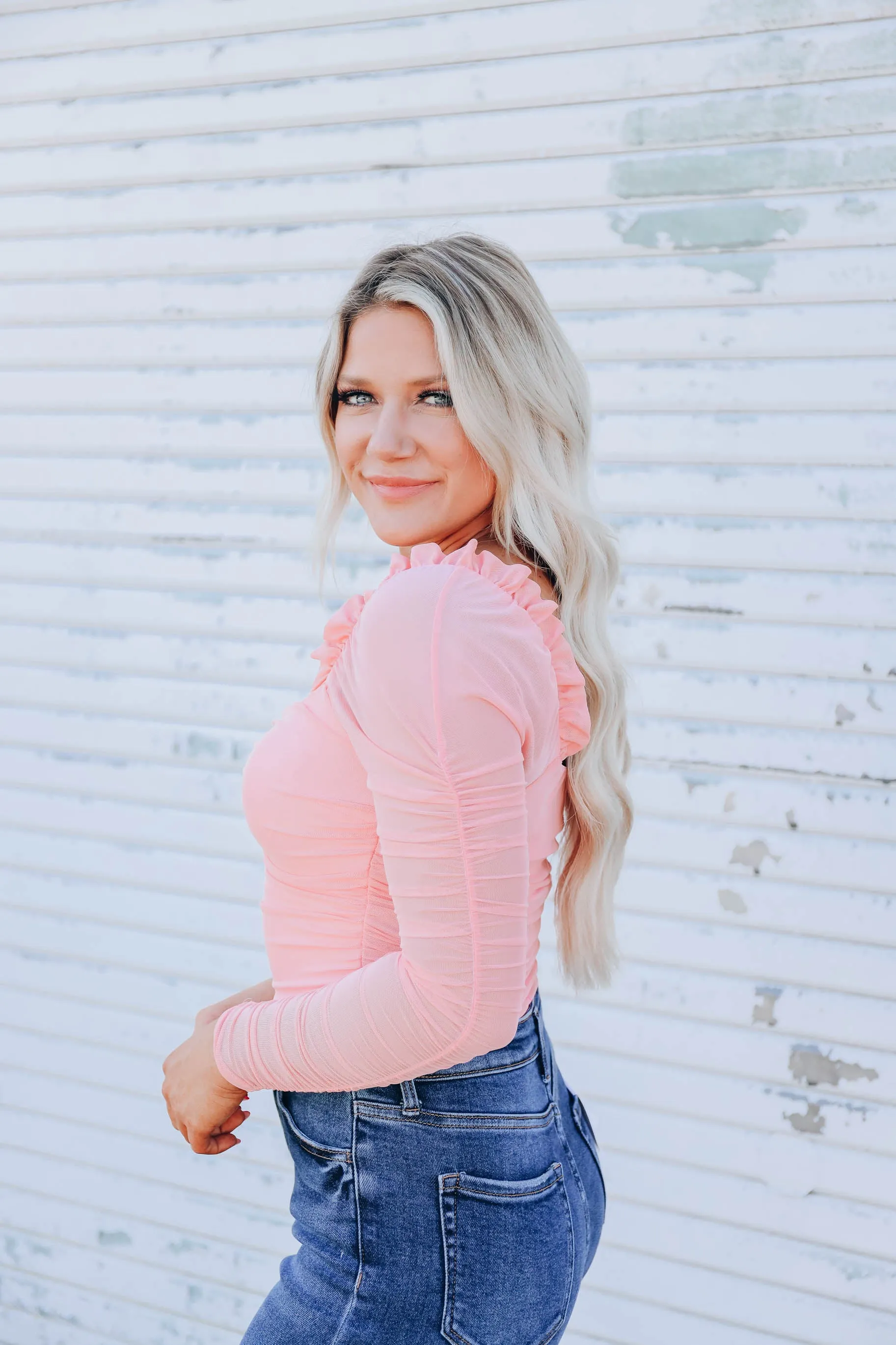 Revival Sheer Sleeve Bodysuit - Pink