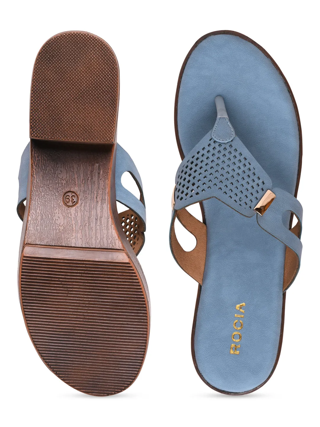 Rocia By Regal Blue Women Casual Block Heel Sandals
